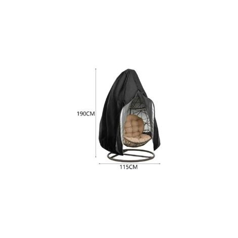 S-giant Couverture de Fauteuil Oeuf Imperméable Housse de Fauteuil Oeuf Suspendu Exterieur Jardin Couverture de Chaise Suspendue Coupe-Vent Anti-UV(Noir) (1/5)