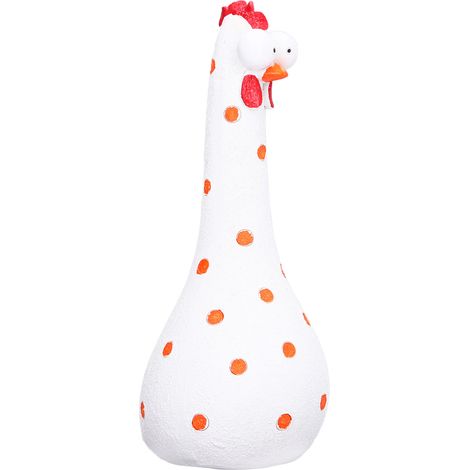 Großäugiges Huhn aus Kunstharz, Gartendekoration, langhalsiges Huhn, Mikrolandschaft, weiß (1/5)