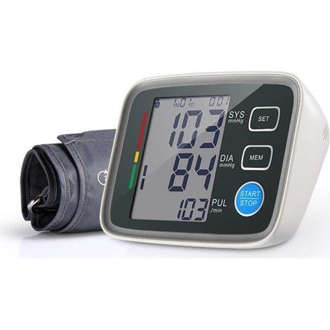 Misuratore di pressione sanguigna da braccio per uso domestico, bracciale da 22 a 32 cm, misuratore di pressione sanguigna digitale automatico, 2 utenti, 180 memorie