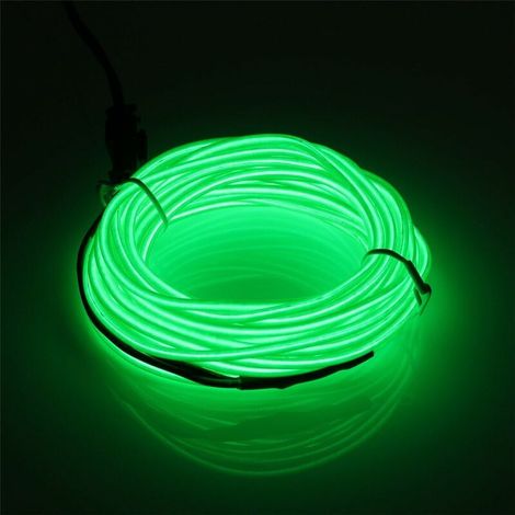 5M EL Wire EL Neon Cable Battery Operated Electroluminescent Lighting for Halloween Party (Green) (1/5)
