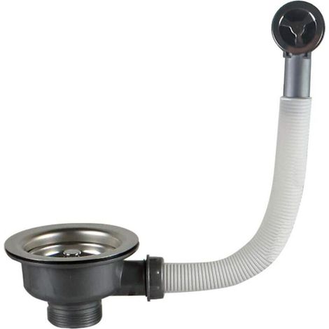 Bonde d'évier avec trop plein panier inox 110 mm 1½, Acier inoxydable + ABS, Bonde + Panier (1/5)