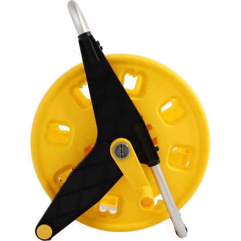 Support de tuyau d'arrosage mural 1/2 pouce, dévidoir portable pour jardin, capacité 60 mètres (197 pieds), tuyau d'eau pour extérieur pelouse, couleur jaune, modèle H 3050S (1/5)