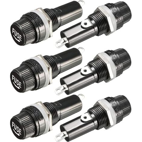 Gebildet Lot de 6 porte-fusibles 30 mm AC 10 A 250 V Noir à vis (1/5)