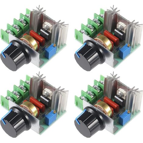 Controlador de velocidad de motor de CA de 2000 W, módulo regulador de velocidad, regulador de voltaje ajustable de 110-220 V y 25 A para atenuación, 4 unidades