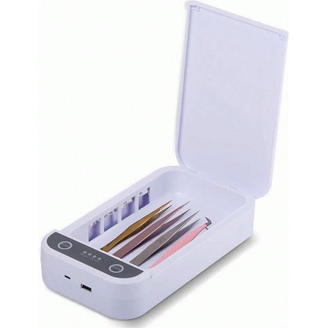 Stérilisateur d'outils à ongles à lumière bleue, boîte de stérilisation USB portable pour salon de manucure : pinces, ciseaux, outils de tatouage, bijoux, multifonction (1/4)