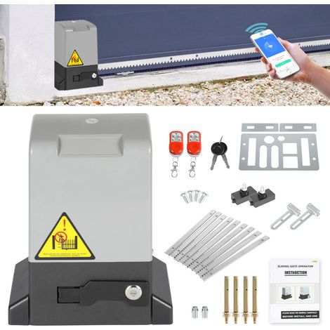 Wolketon Apriporta scorrevole 550W fino a 1200 kg, Motore elettrico per cancello con 2 tasti, telecomando e funzione Bluetooth APP, Gestore di cancelli