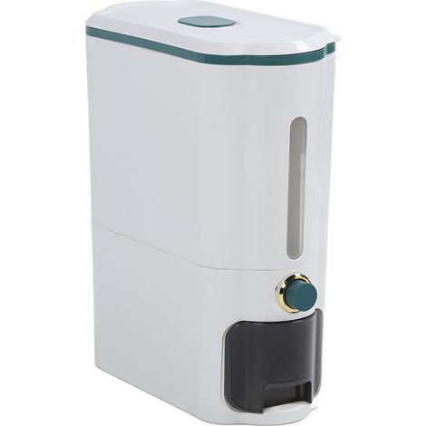 Distributeur de riz avec couvercle, PP, 11 kg, résistant aux hautes températures, type à pression, récipient de stockage hermétique pour riz, céréales et légumineuses, vert foncé (1/5)