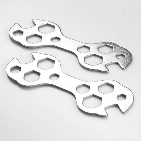 2 pieces Clé multifonction pour vélo, kit d'outils de réparation de vélo, clé multifonction en acier pour vélo de montagne, clé de type simple, mini outils de clé (1/4)