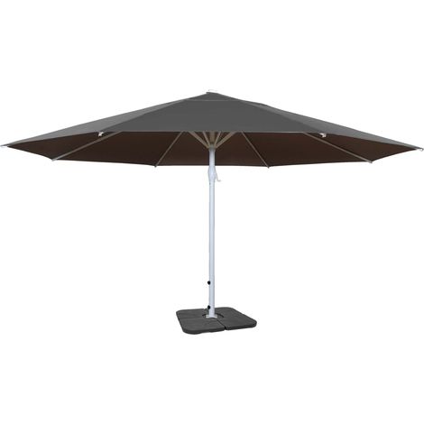 Sombrilla de jardín exterior Ø 5m Poliéster Aluminio Blanco Poste 28kg antracita con pie 040003853