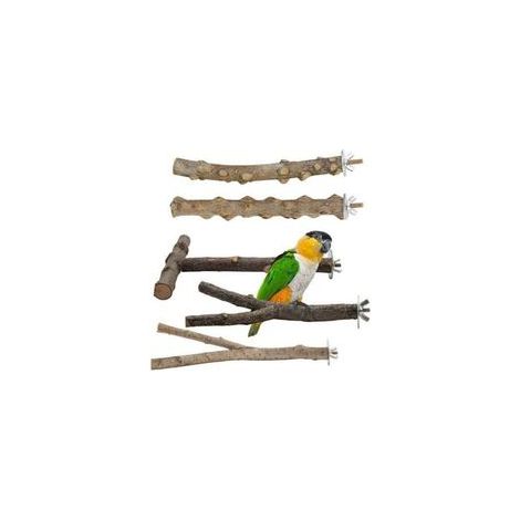 Lote de 5 perchoirs en bois natural pour oiseaux, perchoirs en bois natural, accessoires pour oiseaux, perruches, jouets pour oiseaux, grimper debout, Cage à oiseaux (1/4)