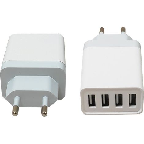 Lot de 2 chargeurs voyage 4 ports USB, prise européenne 30W, recharge simultanée pour téléphone, tablette et accessoires (1/5)