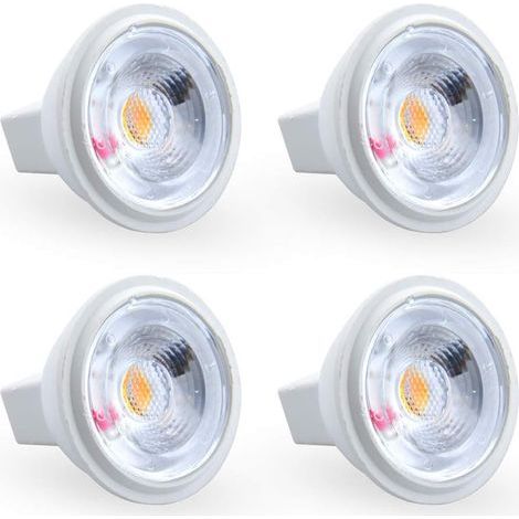 3W MR11 GU4 Ampoule LED Blanc Chaud 3000K AC/DC 12V Equivaut à l’Ampoule Halogène 35W Parfait pour maison, bureau, magasin, supermarché, bars, café, exposition, hôtel, restaurant, etc (4pcs) [Classe é (1/5)