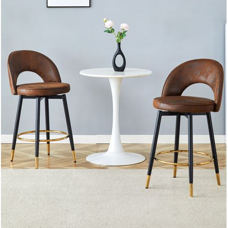Chaise banc tabouret de bar rotatif tissu marron OKMYHOME (1/5)