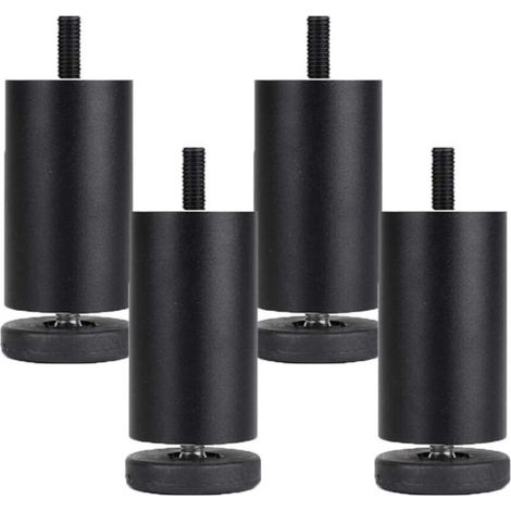 4 Pieces Adjustable Furniture Legs Aluminum Alloy Furniture Legs Round Metal Furniture Legs Table Sofa Bed,Black(10cm)