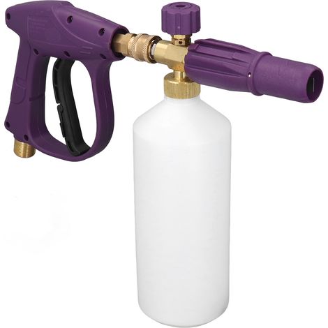 Pistolet mousse haute pression 4350PSI, réservoir mousseur pour nettoyeur auto, buse de lavage véhicule, connecteur rapide 1/4" NPT, pot mousse violet avec pistolet, kit lavage voiture, accessoire net (1/5)