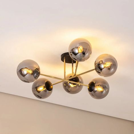 [GEBRAUCHT] B-Ware Deckenleuchte Lampe Euluna Glassy Deckenlampe Rauchgrau Transparent Gold Glas