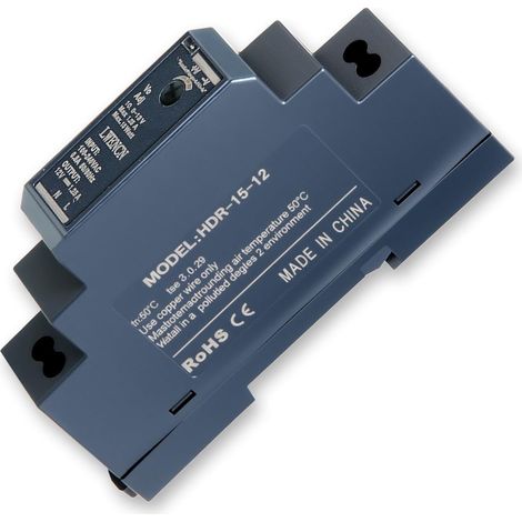 Alimentation pour Rail DIN 15W 12V DC 1,25A, Transformateur sur Rail Entrée 100-240V AC 50/60 Hz, Transformateur Modulaire pour Domestique et Automatisation Industrielle (1/5)