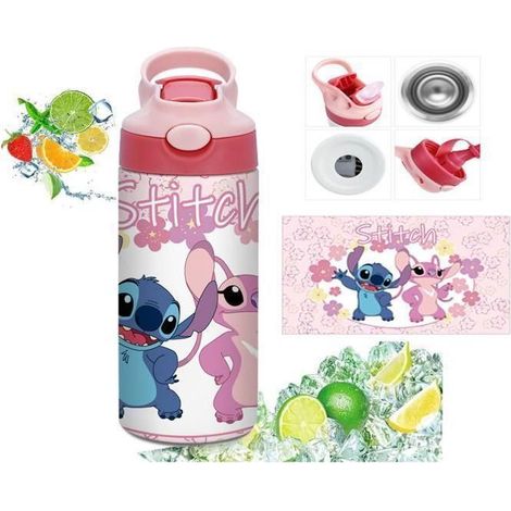KLVGTIFS PU - Bouteille isotherme - Thermos 350ml, Gourde Avec Paille, Gourdes Sans BPA, Gourde Enfant & Adulte pour Sport, école, Bureau (1/5)