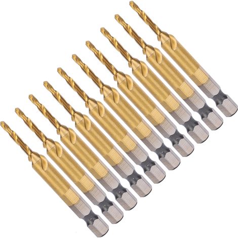 10 tarauds hexagonaux M3 – forets de 2,5 mm – tarauds hélicoïdaux à revêtement composite – accessoires (1/5)