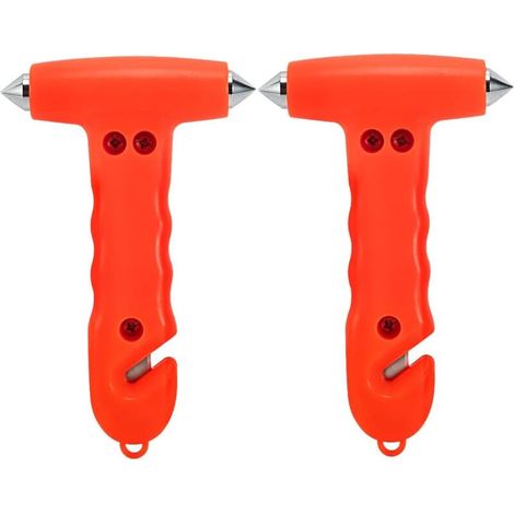 [NON UTILIZZATO] Martello di sicurezza per auto, confezione da 2, martello di emergenza con rompivetro e tagliacinture di sicurezza, strumento di emergenza rosso brillante per incidenti stradali.