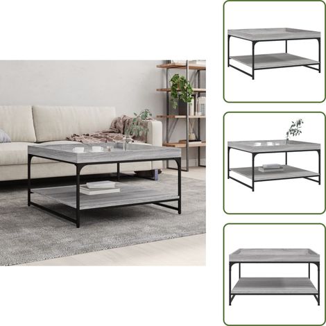 Table basse sonoma gris 80x80x45 cm bois d'ingénierie et fer - Table Basse - Meuble Salon - Table D'appoint - Bout De Canapé - Table Design (1/5)