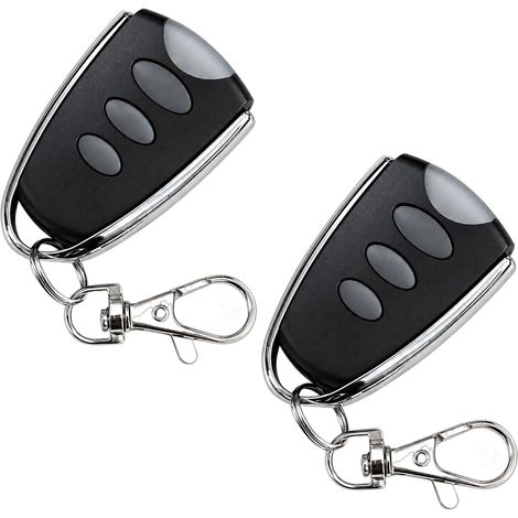 Télécommande pour portail 433 MHz universelle 3 boutons à copier, lot de 2 avec cadre métal, pour garage, portail et barrière, accessoire automatisme (1/5)