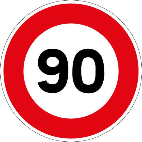 PANNEAU LIMITATION DE VITESSE 90KM/H (B14GALVA90) - Diamètre 450 mm