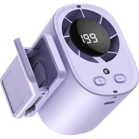 Mini Ventilateur Auto Portable, Ventilateur de Refroidissement USB avec Affichage LED et Batterie 1500mAh,Violet (1/5)