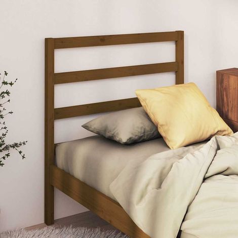 Tête de lit 106 x 4 x 100 cm en pin massif marron miel pour lit sans tête de lit - PANGIVO (1/5)