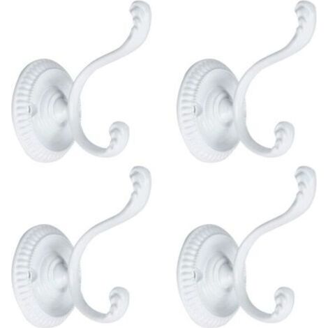4pcs Patère Crochet Porte Manteau Murale pour Peignoir Serviette Crochet De Porte Salle de Bain Cuisine Crochet Alliage Zinc avec Vis blanc (1/5)