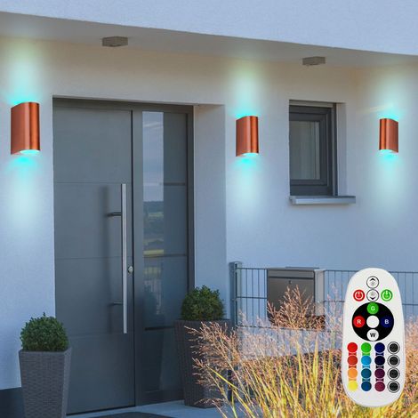 3x lampade da parete luci esterne faretti veranda TELECOMANDO in un set con lampadine LED RGB