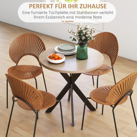 Table ronde repas 75x75 cm 2-4 personnes design moderne piètement araignée marron (1/4)