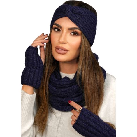 Ensemble bandeau avec tube, matière brillante, couleur bleu marine Kamea-Boogi (1/3)