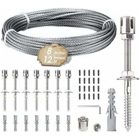 Support Pour Plantes Grimpantes - Kit Acier Inoxydable 304 - Pour Jardin Extérieur Rosiers Clématites - 8 Supports Muraux + Corde 3 mm 12 M (1/5)