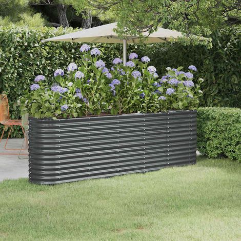 vidaXL Garden Raised Bed Galvanised Steel 224x40x68 cm Anthracite (1/5)