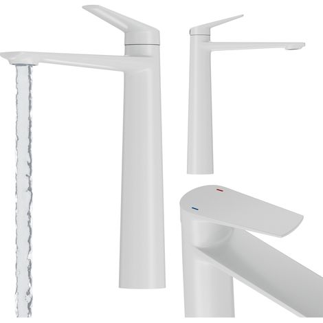 MITIGEUR LAVABO BLANC HAUT SALLE DE BAIN LAITON ROBINET SUR PIED NAVE (1/5)