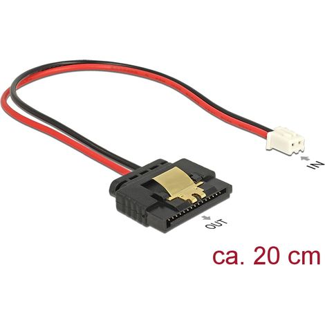 Delock Kabel Power 2 Pin Buchse 1 x SATA 15 Pin Buchse (5 V) Metallclip 20 cm