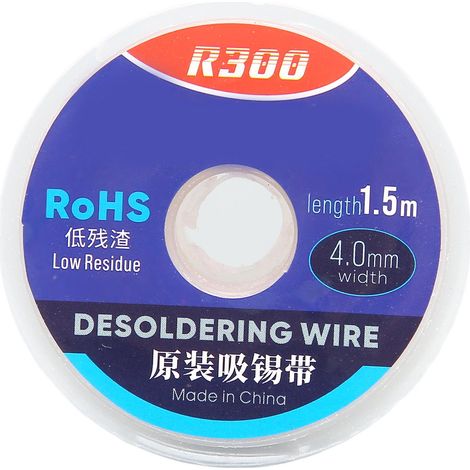 Fil de dessoudure en cuivre haute conductivité, nettoyage puissant pour circuits imprimés électroniques, 1.5m x 4mm, respectueux de l'environnement. (1/5)