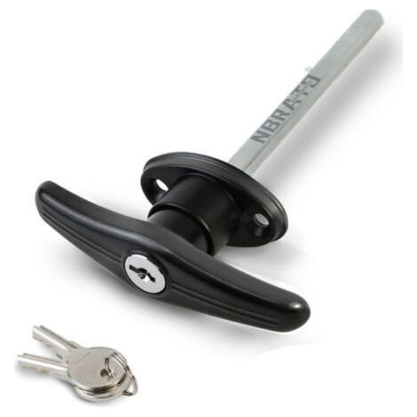 Serrure de porte de garage avec poignée en T verrouillable en alliage de zinc, accessoires de serrure longue pour hangars et bâtiments extérieurs