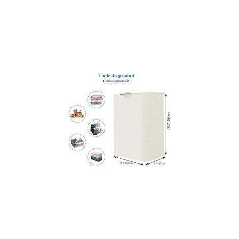 Panier à linge pliable 60L – Manche en bois – Tissu robuste avec revêtement PE imperméable – Dimensions 55 x 40 x 27 cm (1/4)