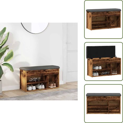 vidaXL Banc à chaussures vieux bois 82x32x45,5 cm bois d'ingénierie (1/5)