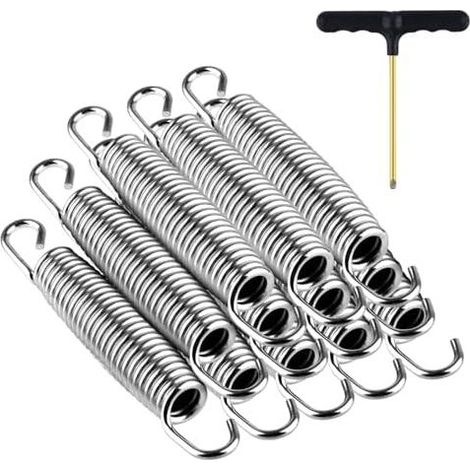 Lot de 12 Ressorts Trampoline 14 cm,Accessoire Trampoline,Acier Galvanisé Anti-Rouille,Doré et Argenté,Accessoire Rechange Robuste pour Trampolines 2,4m à 4,3m,Multi-Marques Argent cm - (1/5)