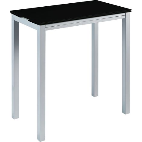 MOMMA HOME Mesa de Cocina Extensible Negro - Modelo Londres - Material Cristal Templado/Metal - Medidas 95 x 55/95 x 95 cm Medidas: 98 cm