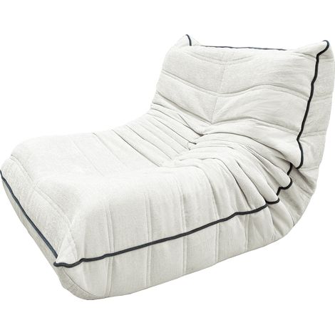 CHICFURN fauteuil poire blanc en tissu flanelle, siège de sol ergonomique cocon pour salon, chambre, lecture, détente et sieste confort pour coin repos maison (1/5)