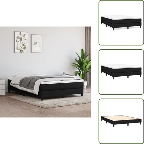 Bettgestell ohne Matratze Schwarz 140x200 cm Stoff - Bettes - Doppelbett - Boxspringbetten - Lattenrost - Schlafzimmermöbel (1/5)