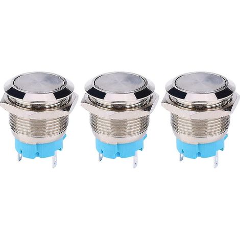 Interrupteur à bouton-poussoir métallique à 2 broches normalement ouvert, 3 A 250 V CA (1/5)