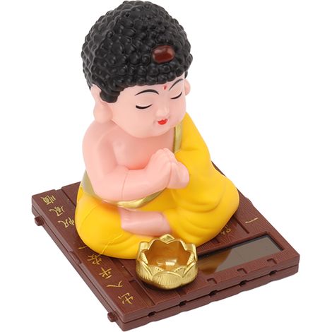 Figurine de Bouddha solaire hochant la tête, couleurs vives, plastique durable, statue de Bouddha réaliste pour la maison, la voiture ou le bureau. (1/5)