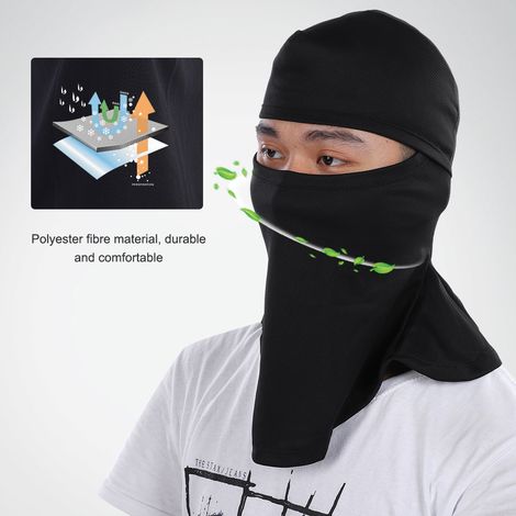 Masque intégral de sport multifonctionnel à protection solaire et absorption d'humidité, noir (1/5)
