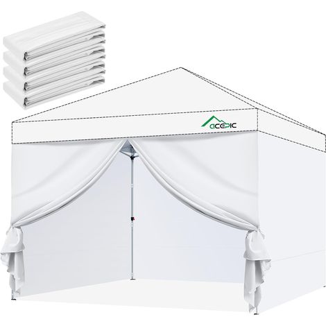 Lot de 4 parois latérales pour tonnelle, imperméable, 3 x 3 m, 99% de Protection UV, Seulement 4 (Blanc, 3m3m) (1/5)