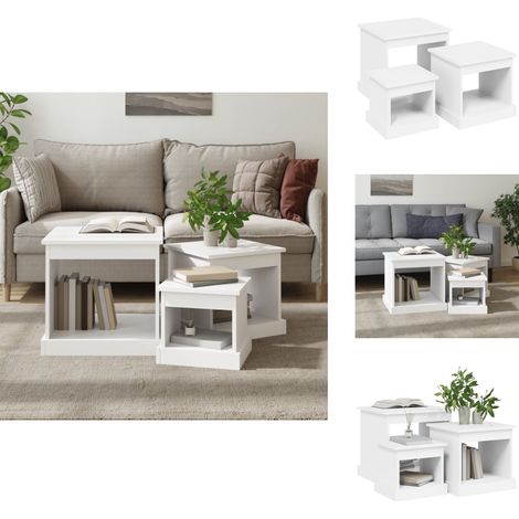 Couchtische 3 Stk. Weiß Holzwerkstoff - Couchtisch - Holzwerkstoff - Weiß - Set - Wohnzimmer (1/5)